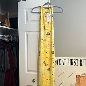 Zara Yellow and Black Floral Dress
